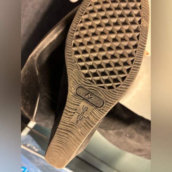 Black Suede-looking Wedge Knee High Boots - Picture 5 of 5